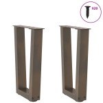 vidaXL Picioare pentru măsuță de cafea în formă de V, 2 buc., oțel natural, 38x(42-43,3) cm
