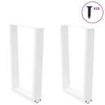 vidaXL Picioare de masă în formă de V, 2 buc., alb, 70x(72-73,3) cm, oțel vidaXL Picioare de masă în formă de V, 2 buc., alb, 70x(72-73,3) cm, oțel