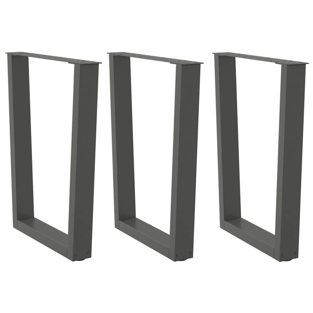 vidaXL Picioare de masă în formă de V, 3 buc., antracit, 70x(72-73,3) cm, oțel