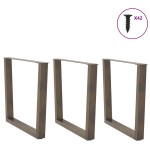 vidaXL Picioare de masă în formă de V, 3 buc., oțel natural, 80x(72-73,3) cm