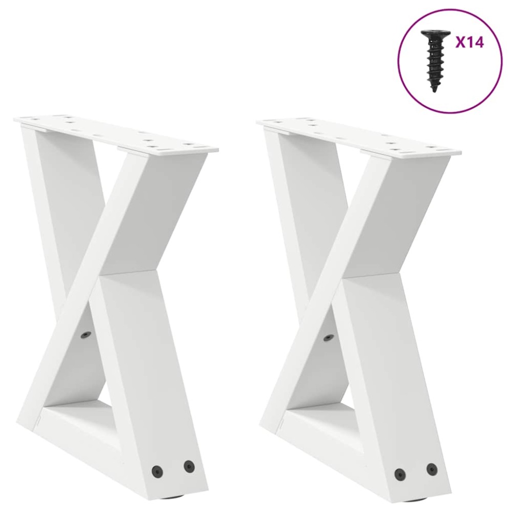 vidaXL Picioare pentru măsuță de cafea, 2 buc., alb, 40x(30-31,3) cm, oțel