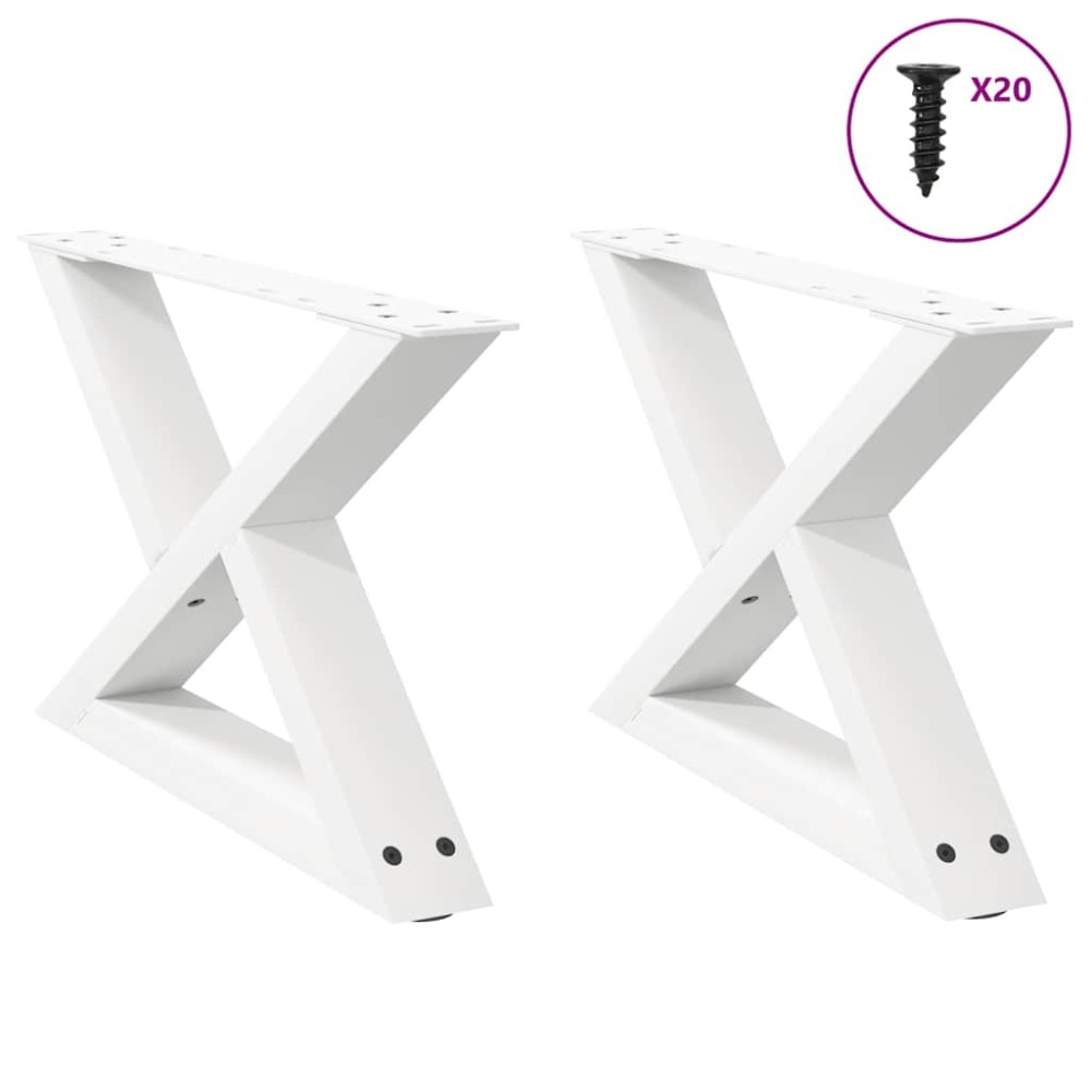 vidaXL Picioare pentru măsuță de cafea, 2 buc., alb, 50x(30-31,3) cm, oțel