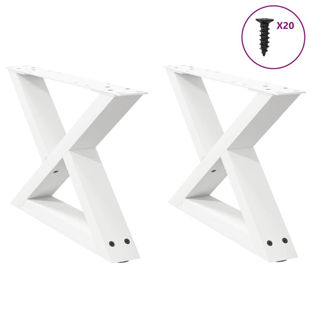 vidaXL Picioare pentru măsuță de cafea, 2 buc., alb, 60x(30-31,3) cm, oțel