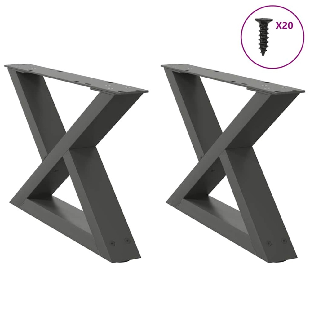 vidaXL Picioare pentru măsuță de cafea, 2 buc., antracit, 60x(30-31,3) cm, oțel