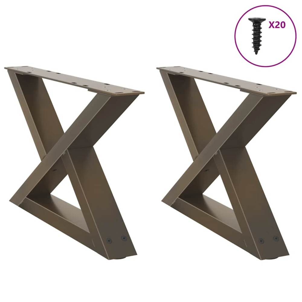 vidaXL Picioare pentru măsuță de cafea, 2 buc., oțel natural, 60 x (30-31,3) cm