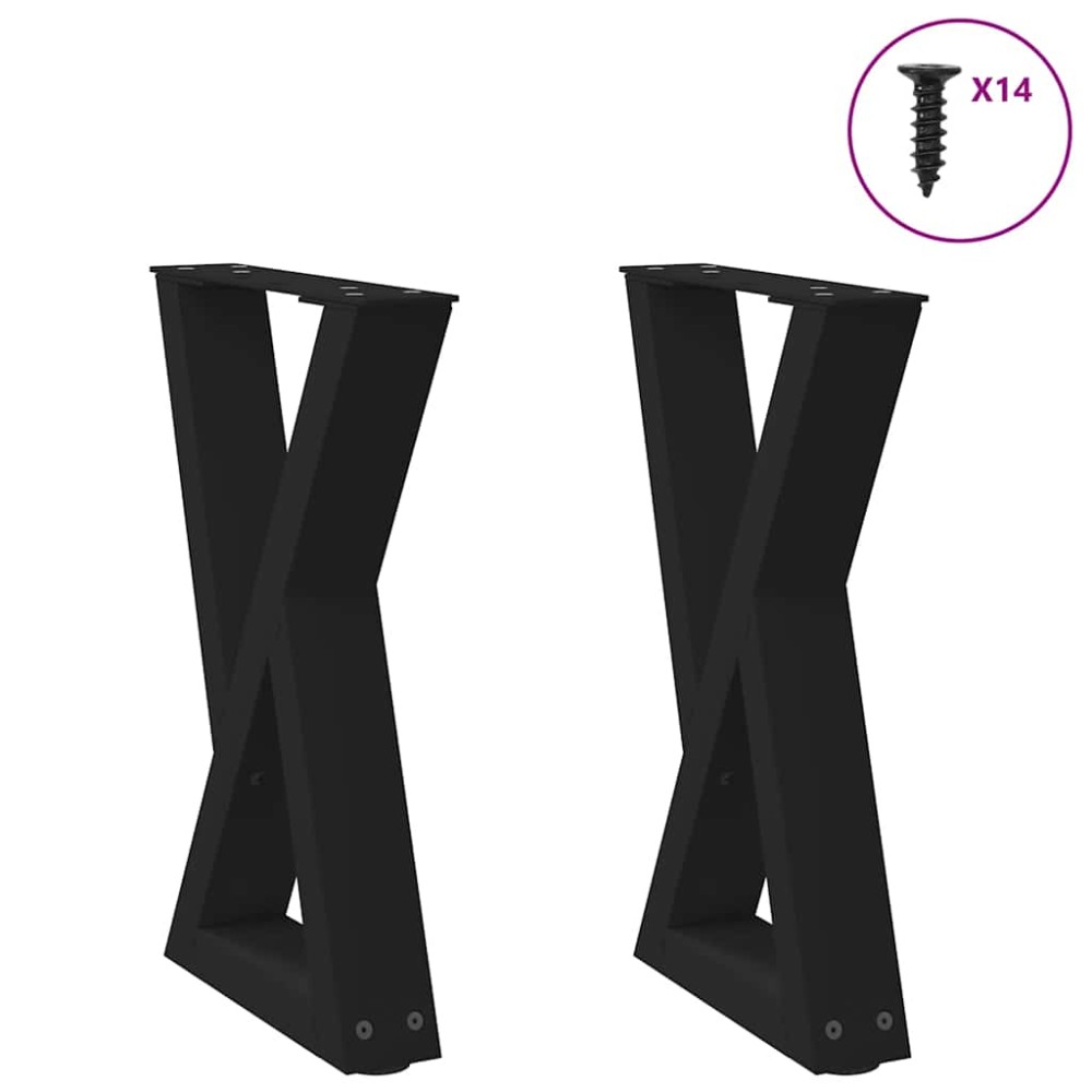 vidaXL Picioare pentru măsuță de cafea, 2 buc., negru, 28x (42-43,3) cm, oțel