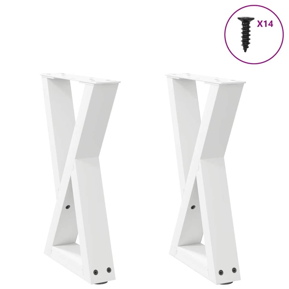 vidaXL Picioare pentru măsuță de cafea, 2 buc., alb, 28x (42-43,3) cm, oțel