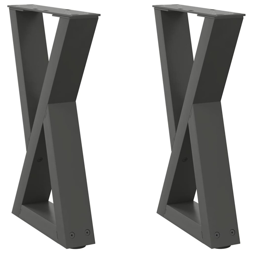 vidaXL Picioare pentru măsuță de cafea, 2 buc., antracit, 28x(42-43,3) cm, oțel