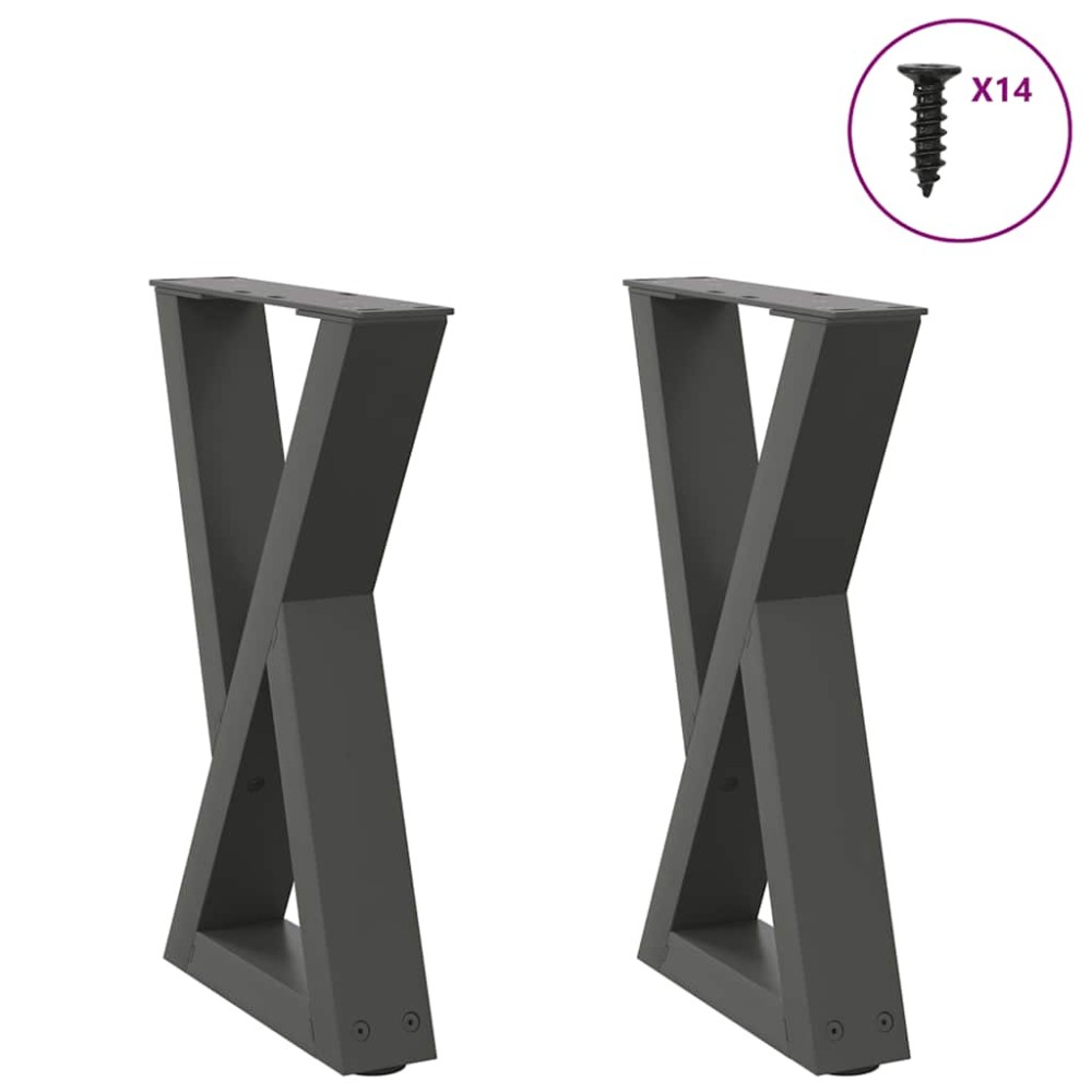 vidaXL Picioare pentru măsuță de cafea, 2 buc., antracit, 28x(42-43,3) cm, oțel