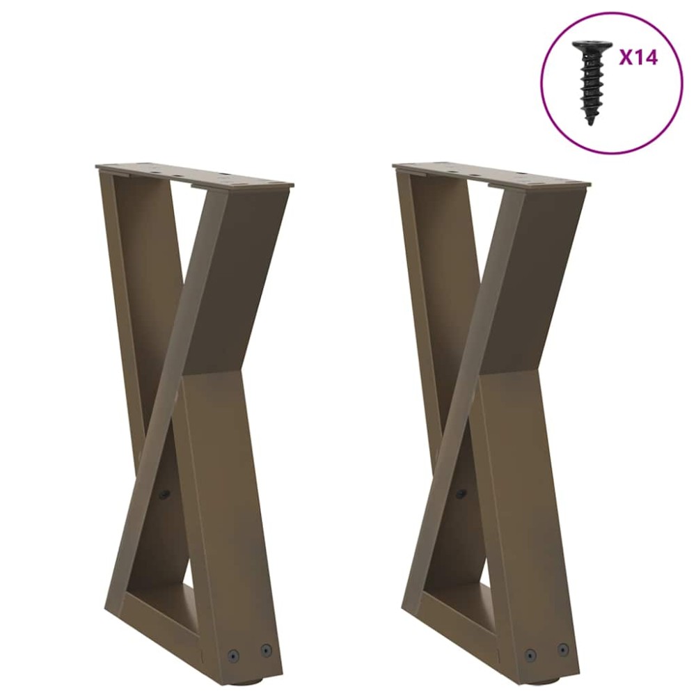 vidaXL Picioare pentru măsuță de cafea, 2 buc., oțel natural, 28x (42-43,3) cm