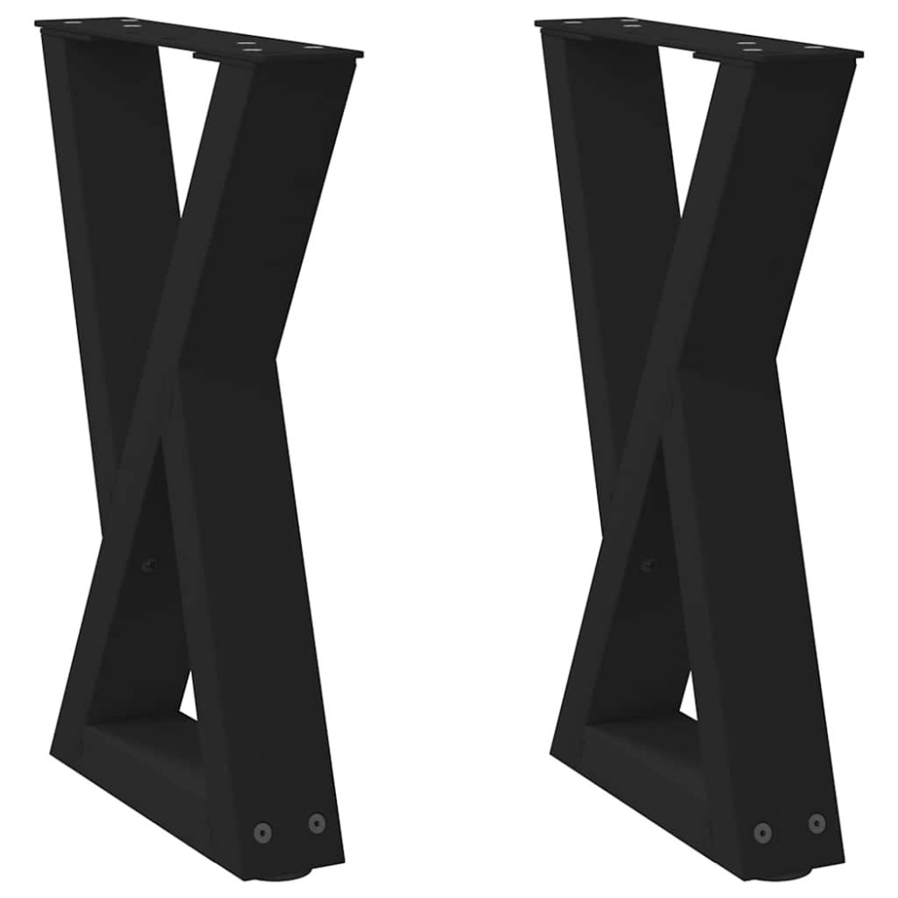 vidaXL Picioare pentru măsuță de cafea, 2 buc., negru, 38x(42-43,3) cm, oțel