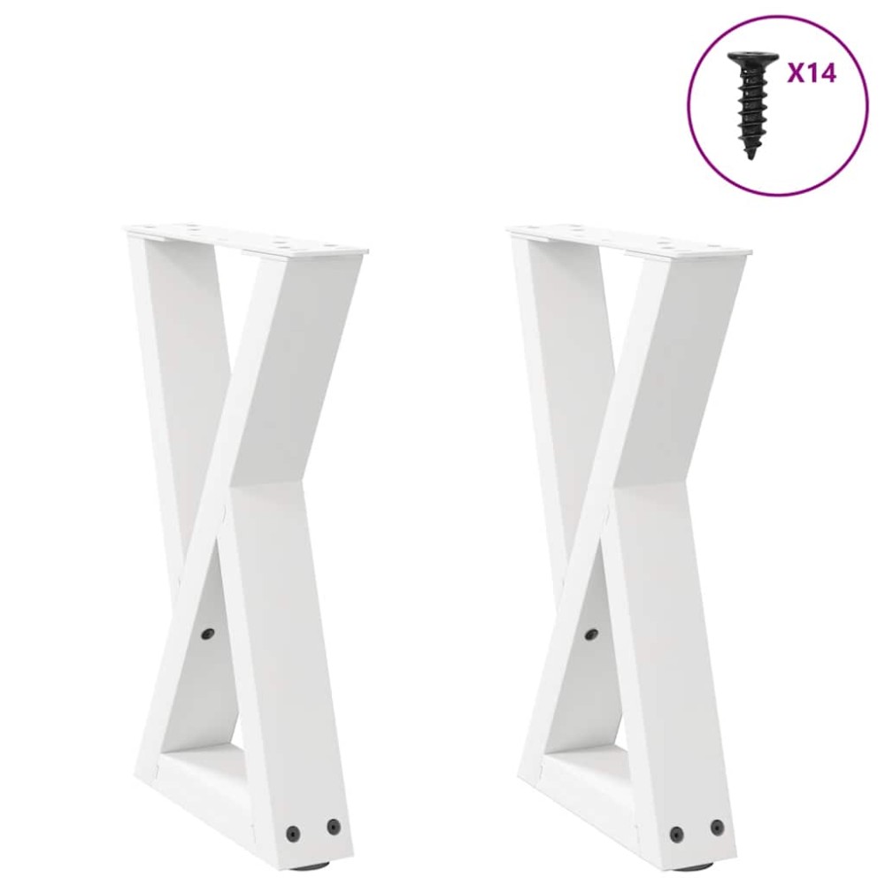 vidaXL Picioare pentru măsuță de cafea, 2 buc., alb, 38x(42-43,3) cm, oțel