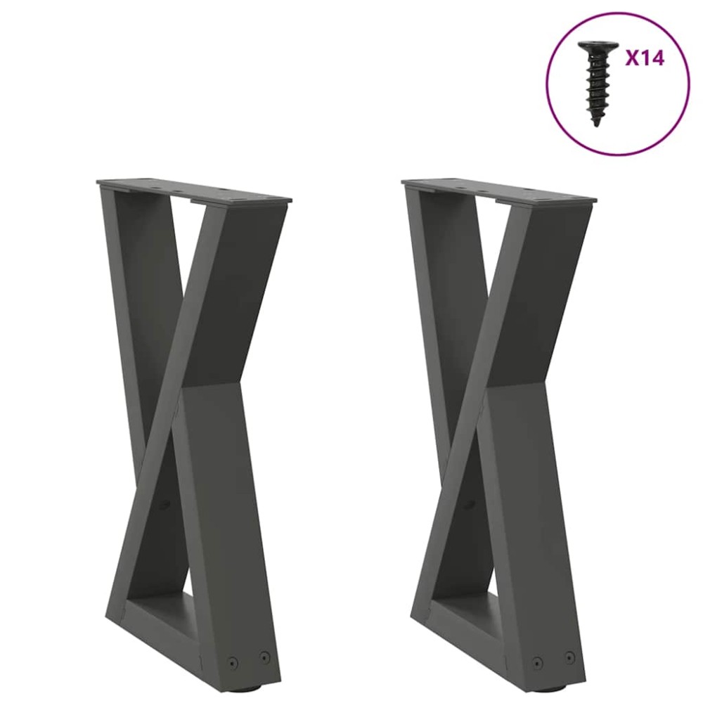 vidaXL Picioare pentru măsuță de cafea, 2 buc., antracit, 38x(42-43,3) cm, oțel