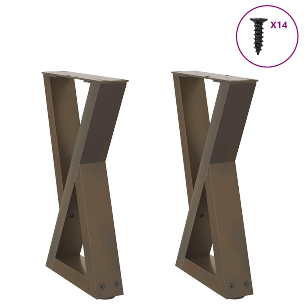 vidaXL Picioare pentru măsuță de cafea, 2 buc., oțel natural, 38x(42-43,3) cm