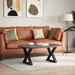 vidaXL Picioare pentru măsuță de cafea, 2 buc., negru, 50x(42-43,3) cm, oțel