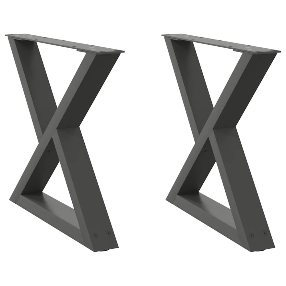 vidaXL Picioare pentru măsuță de cafea, 2 buc., antracit, 50x(42-43,3) cm, oțel