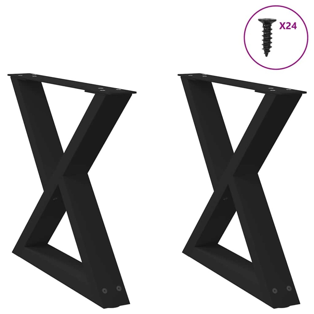 vidaXL Picioare pentru măsuță de cafea, 2 buc., negru, 60 x (42-43,3) cm, oțel