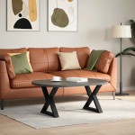 vidaXL Picioare pentru măsuță de cafea, 2 buc., negru, 60 x (42-43,3) cm, oțel vidaXL Picioare pentru măsuță de cafea, 2 buc., negru, 60 x (42-43,3) cm, oțel