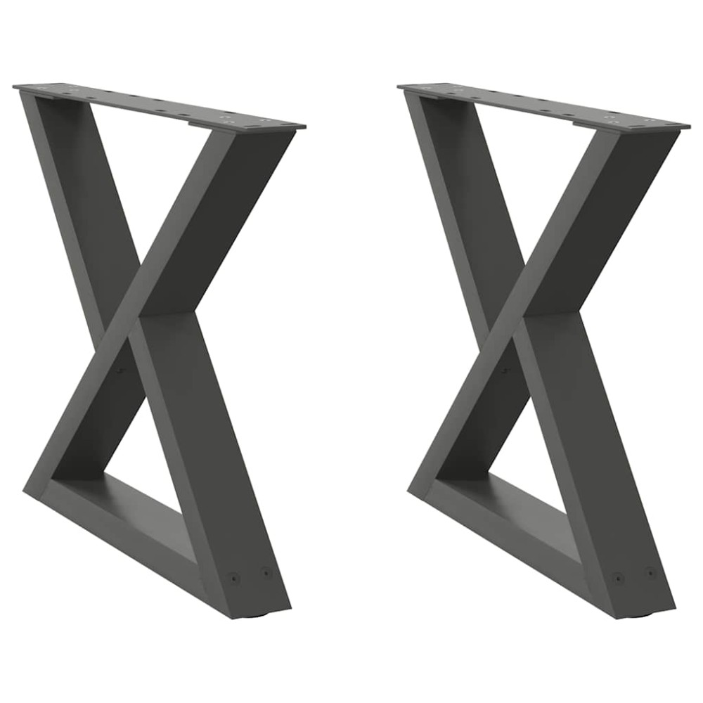 vidaXL Picioare pentru măsuță de cafea, 2 buc., antracit, 60x(42-43,3) cm, oțel