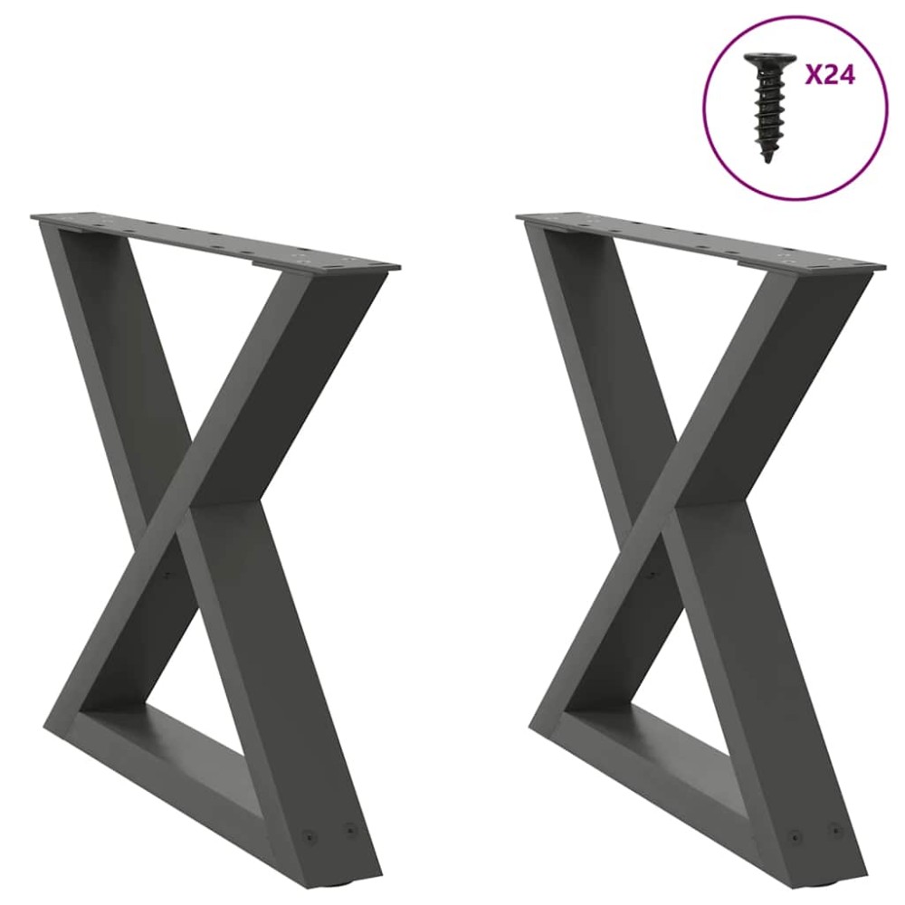 vidaXL Picioare pentru măsuță de cafea, 2 buc., antracit, 60x(42-43,3) cm, oțel