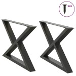 vidaXL Picioare pentru măsuță de cafea, 2 buc., antracit, 70x(42-43,3) cm, oțel