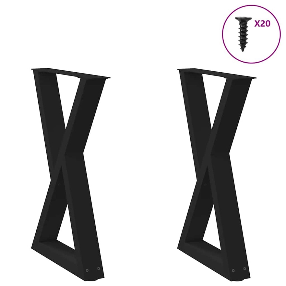 vidaXL Picioare masă de sufragerie, 2 buc., negru, 50x(72-73,3) cm, oțel