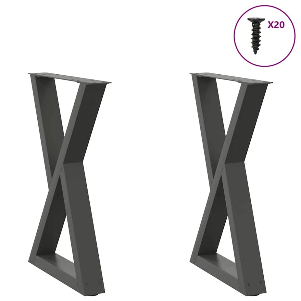 vidaXL Picioare masă de sufragerie, 2 buc., antracit, 50x(72-73,3) cm, oțel