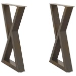 vidaXL Picioare masă de sufragerie, 2 buc., oțel natural, 50x(72-73,3) cm