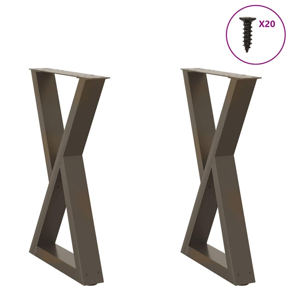 vidaXL Picioare masă de sufragerie, 2 buc., oțel natural, 50x(72-73,3) cm