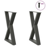 vidaXL Picioare masă de sufragerie, 2 buc., antracit, 60x(72-73,3) cm, oțel