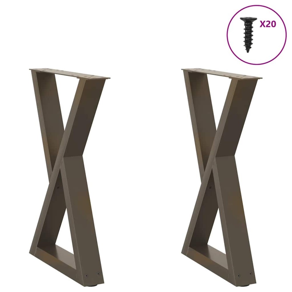vidaXL Picioare masă de sufragerie, 2 buc., oțel natural, 60 x (72-73,3) cm