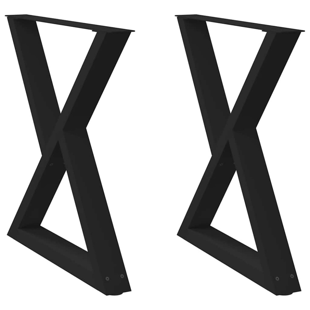 vidaXL Picioare masă de sufragerie, 2 buc., negru, 70x(72-73,3) cm, oțel