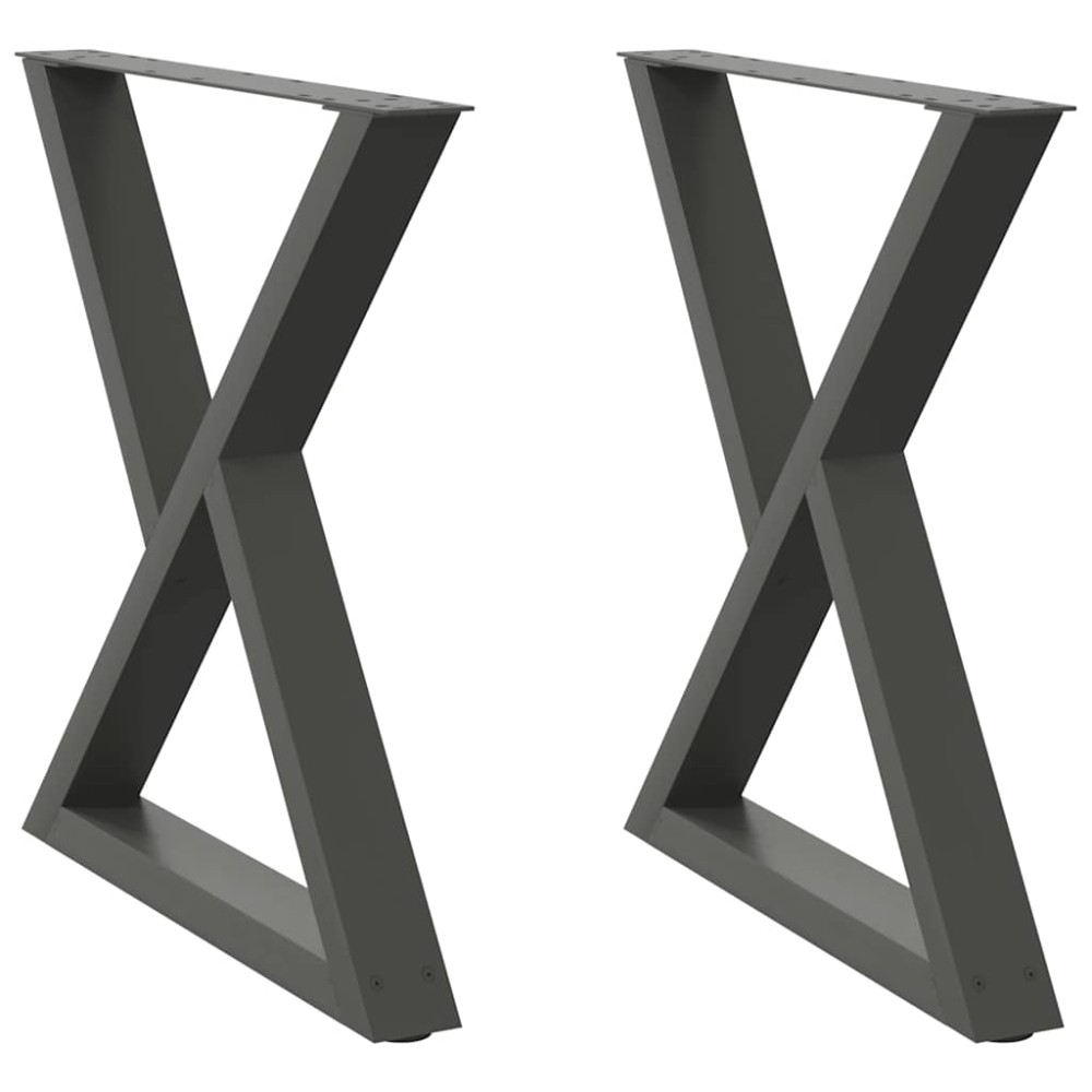 vidaXL Picioare masă de sufragerie, 2 buc., antracit, 70x(72-73,3) cm, oțel