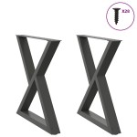 vidaXL Picioare masă de sufragerie, 2 buc., antracit, 70x(72-73,3) cm, oțel