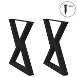 vidaXL Picioare masă de sufragerie, 2 buc., negru, 80x(72-73,3) cm, oțel