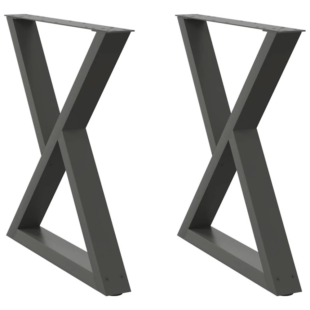 vidaXL Picioare masă de sufragerie, 2 buc., antracit, 80x(72-73,3) cm, oțel