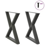 vidaXL Picioare masă de sufragerie, 2 buc., antracit, 80x(72-73,3) cm, oțel