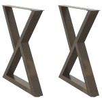 vidaXL Picioare masă de sufragerie, 2 buc., oțel natural, 80x(72-73,3) cm