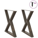 vidaXL Picioare masă de sufragerie, 2 buc., oțel natural, 80x(72-73,3) cm