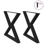 vidaXL Picioare masă de sufragerie, 2 buc., negru, 90x(72-73,3) cm, oțel vidaXL Picioare masă de sufragerie, 2 buc., negru, 90x(72-73,3) cm, oțel