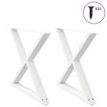 vidaXL Picioare masă de sufragerie, 2 buc., alb, 90x(72-73,3) cm, oțel
