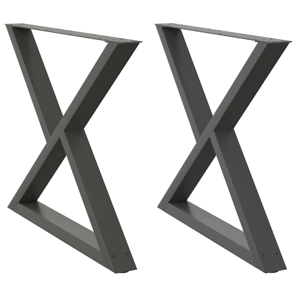 vidaXL Picioare masă de sufragerie, 2 buc., antracit, 90x(72-73,3) cm, oțel