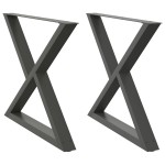 vidaXL Picioare masă de sufragerie, 2 buc., antracit, 90x(72-73,3) cm, oțel