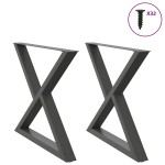 vidaXL Picioare masă de sufragerie, 2 buc., antracit, 90x(72-73,3) cm, oțel