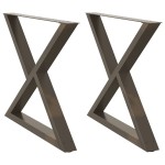 vidaXL Picioare masă de sufragerie, 2 buc., oțel natural, 90 x (72-73,3) cm