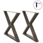 vidaXL Picioare masă de sufragerie, 2 buc., oțel natural, 90 x (72-73,3) cm