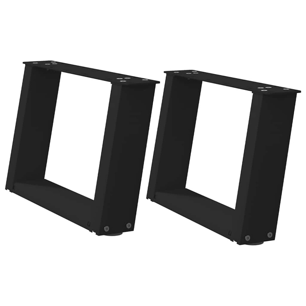vidaXL Picioare pentru măsuță de cafea în formă de U, 2 buc., negru, 40x(30-31) cm, oțel