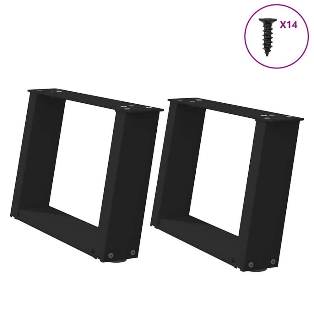 vidaXL Picioare pentru măsuță de cafea în formă de U, 2 buc., negru, 40x(30-31) cm, oțel