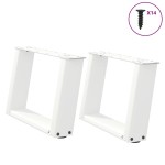 vidaXL Picioare pentru măsuță de cafea în formă de U, 2 buc., alb, 40x(30-31) cm, oțel