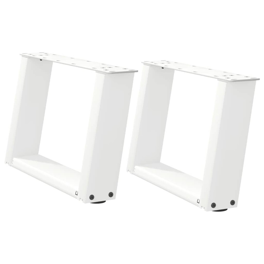 vidaXL Picioare pentru măsuță de cafea în formă de U, 2 buc., alb, 50x(30-31) cm, oțel